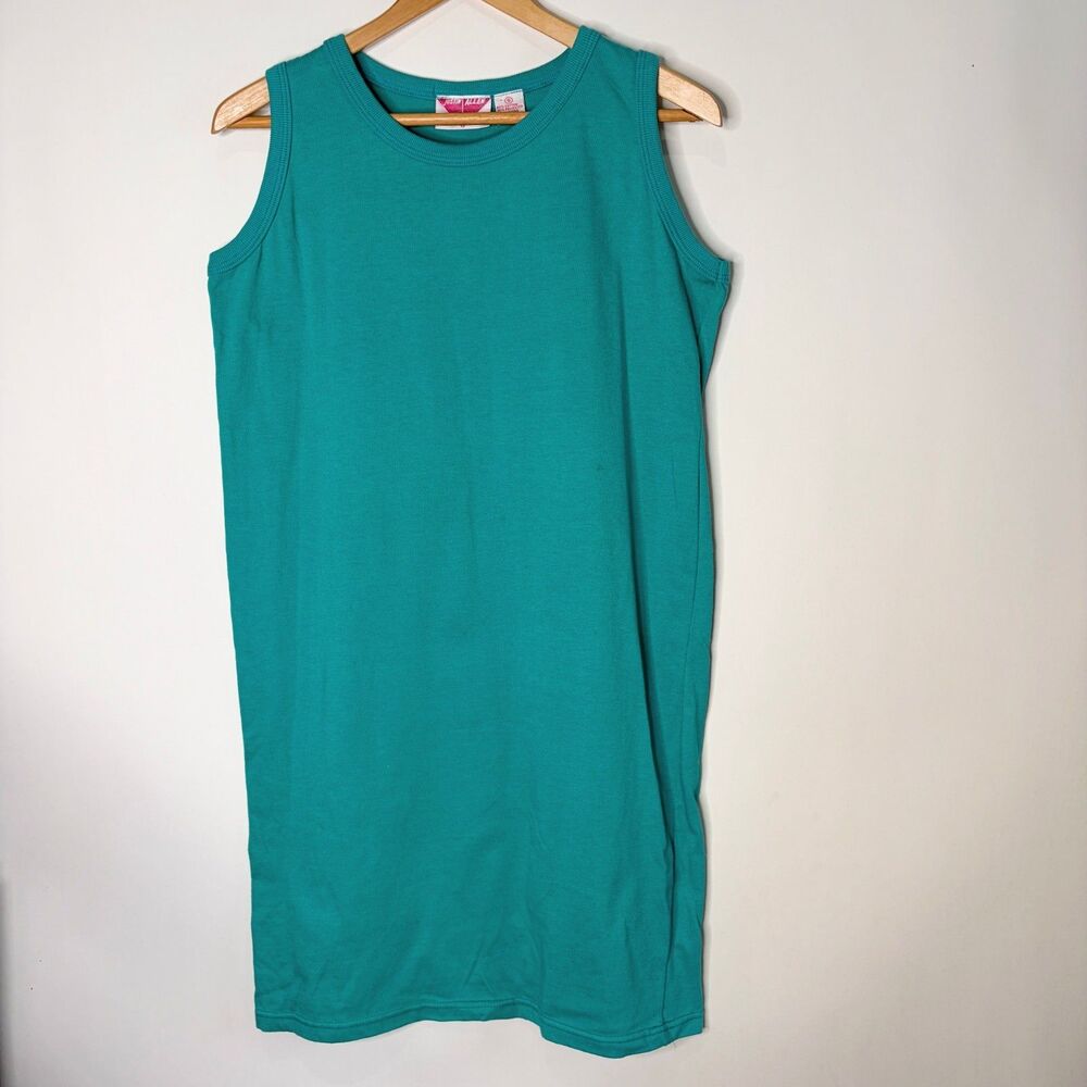 Vintage Tank Dress Justin Allen Teal Crew Neck Oversized Adult Size Small